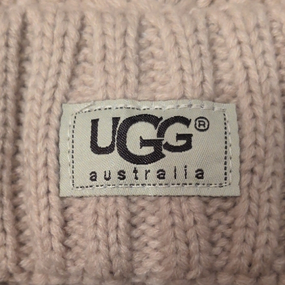 UGG Cream Cable Knit Beanie with Pom-Pom - Picture 3 of 5